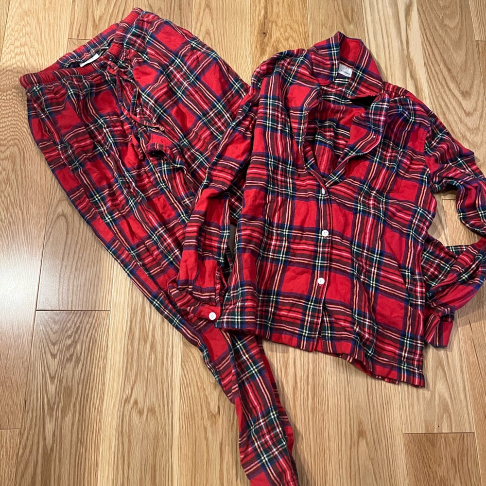 L.L. Bean Red Plaid Flannel Pajama Set
